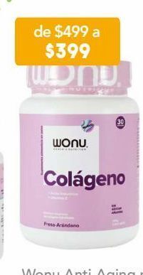 Wonu anti-aging suplemento a base de flor de rosa con colágeno, biotina y vitaminas