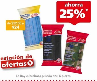 Farmacia San Pablo Le roy cubreboca desechable plisado azul 5 piezas oferta