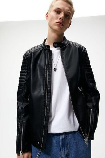 ZARA Cazadora biker efecto piel oferta