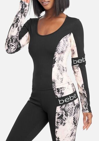 Bebe Bebe logo snakeskin sleeve top oferta