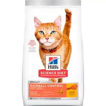Petco Hill's science diet alimento seco light para gato adulto control bolas de pelo receta pollo, 3.2 kg oferta