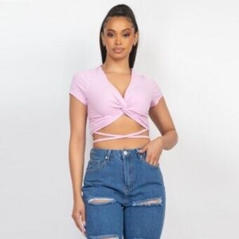 Chapur Blusa casual crop manga corta oferta