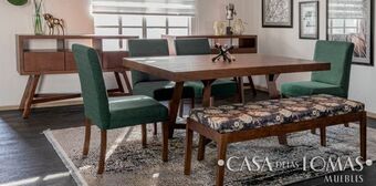 Casa de las Lomas Comedor granada tabaco 4 sillas y banca charcoal oferta