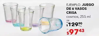 DelSol Juego de 6 vasos crisa oferta
