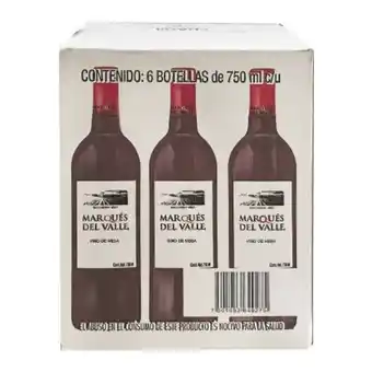 Sam's Club Vino tinto marqués del valle 6 pzas de 750 ml c/u oferta