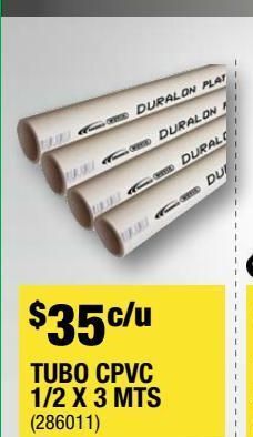 The Home Depot Tubo cpvc 1/2 x 3 mts oferta