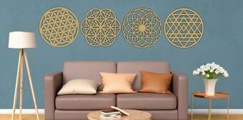 Muebles Dico Set de 4 figuras decorativas para pared geometría dorado oferta