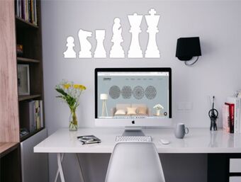 Muebles Dico Set de 6 figuras decorativas para pared ajedrez blanco oferta