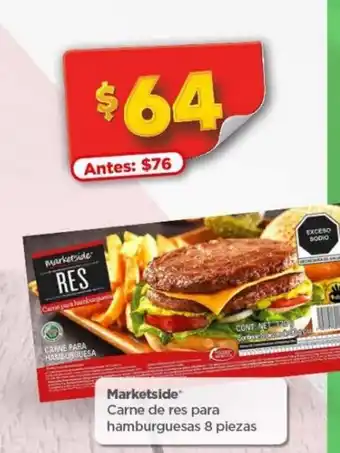 Bodega Aurrerá Marketside Carne de res para hamburguesas 8 piezas oferta