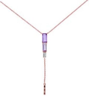 Joyerías Bizzarro Gargantilla de oro rosa 14k con 2pts de diamante y amatista (vs1-vs2) (g-h) oferta