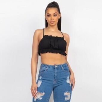 Chapur Blusa casual crop sin manga oferta