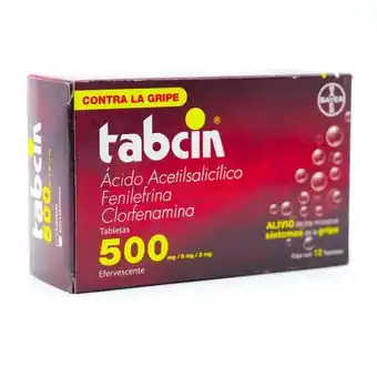 Tabcin tabletas efervescentes 2/8/500mg con 12 piezas