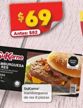 Bodega Aurrerá Hamburguesa de res sukarne 8 piezas oferta