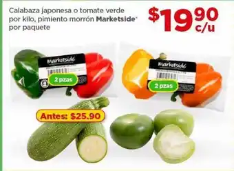 Bodega Aurrerá Calabaza japonesa o tomate verde por kg, pimiento morrón marketside oferta
