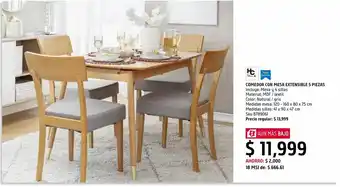 Sodimac Homecenter Set comedor con mesa extensible oferta