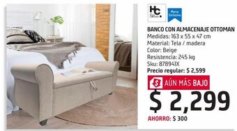 Banco ottoman con almacenaje beige