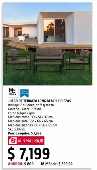 Sodimac Homecenter Juego de terraza long beach 4 piezas oferta