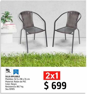 Sodimac Homecenter Silla apilable metal negro-ratán de pvc café oferta
