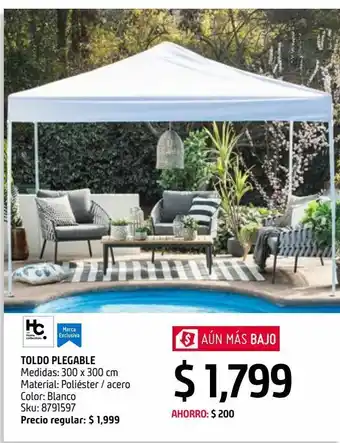 Toldo plegable blanco 3x3 m.