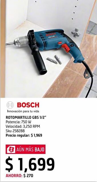 Sodimac Homecenter Rotomartillo 1/2" 750 w oferta