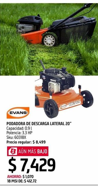 Sodimac Homecenter Podadora de pasto 20" de corte descarga lateral oferta