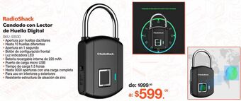 RadioShack Candado con lector de huella digital oferta