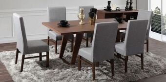 Muebles Dico Comedor niza nogal/gris 6 sillas tapizadas oferta