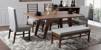 Muebles Dico Comedor niza nogal/gris 4 sillas y 1 banca oferta