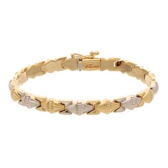 Nacional Monte de Piedad Pulsera eslabón articulado en oro dos tonos 14 kilates. oferta