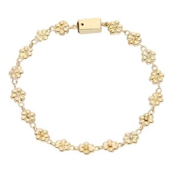 Nacional Monte de Piedad Pulsera eslabón laminado motivo floral en oro amarillo 18 kilates. oferta