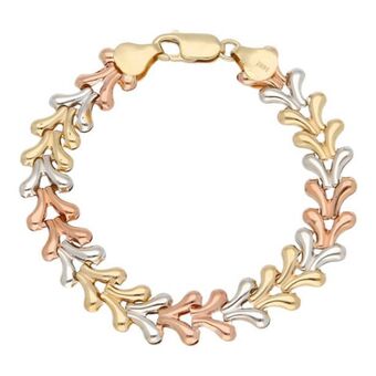 Nacional Monte de Piedad Pulsera eslabón laminado articulado en oro tres tonos 14 kilates. oferta