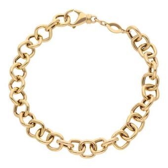 Nacional Monte de Piedad Pulsera eslabón cruzado hueco en oro amarillo 14 kilates. oferta