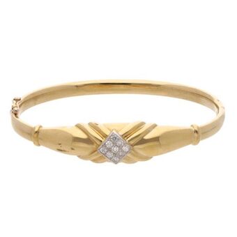 Nacional Monte de Piedad Pulsera de arillo articulada con diamantes en oro dos tonos 18 kilates. oferta