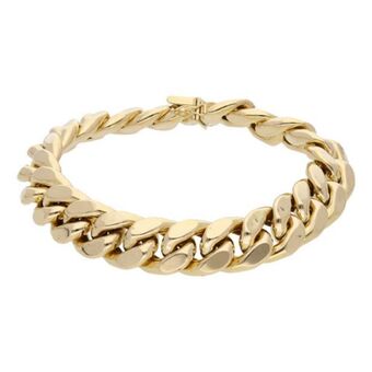 Nacional Monte de Piedad Pulsera eslabón barbado en oro amarillo 14 kilates. oferta