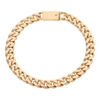 Pulsera eslabón barbado en oro amarillo 18 kilates.
