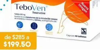 Farmacia San Pablo Teboven troxerutina 300mg 40 tabletas. oferta