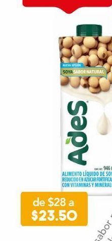 Farmacia San Pablo Ades bebida de soya natural ligh c/946ml oferta