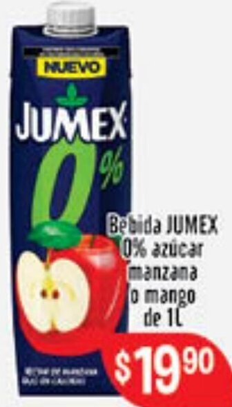 El Florido Bebida Jumex 0% Azúcar Manzana o Mongo de 1L oferta
