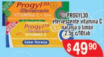 Progyl30 Efervescente Vitamina C Naranja o Limón 2,5g c/10 Tab
