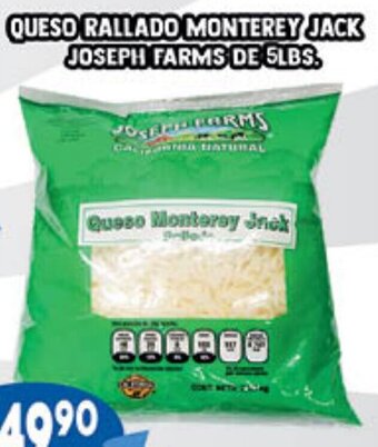 Queso Rallado Monterey Jack Joseph Farms de 5lbs