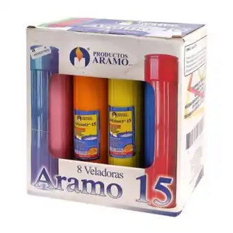 Veladora aramo 15 vaso de plástico 8 pzas