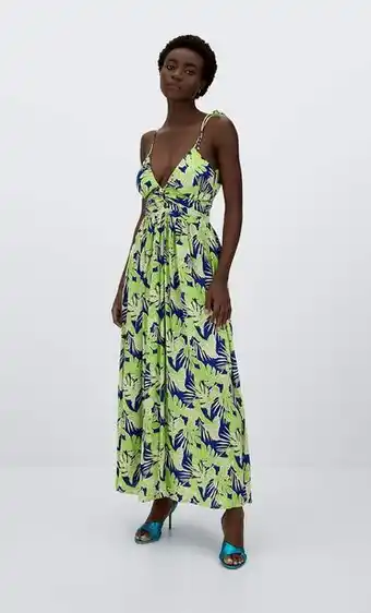 Stradivarius Vestido espalda cruzada estampado tropical oferta