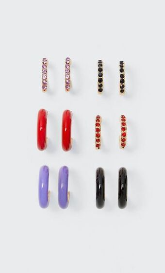 Stradivarius Set 6 aros cristales color oferta