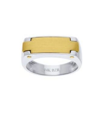 Joyerías Bizzarro Anillo de oro amarillo y blanco 14k para caballero oferta