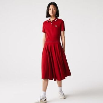 Lacoste Vestido tipo polo con petit piqué de algodón orgánico made in france para mujer oferta