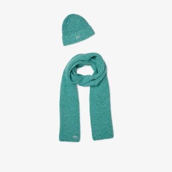 Lacoste Conjunto de bufanda y gorro de lana jaspeada de canalé para hombre oferta