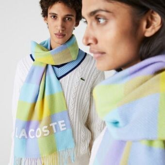 Lacoste Bufanda unisex lacoste l! ve de lana a cuadros de colores oferta