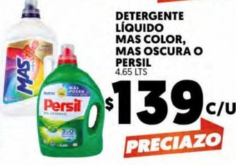 Merco Detergente Liquido Mas Color, Mas Oscura o Persil 4.65 Lts oferta