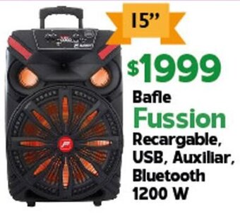 Bafle Fussion Recargable USB, Auxiliar, Bluetooth 15" 1200W