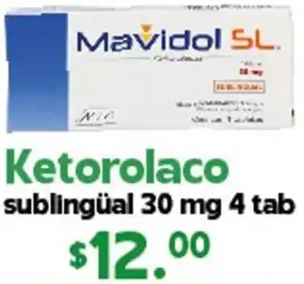 Ketorolaco Sublingüal 30mg 4 Tab